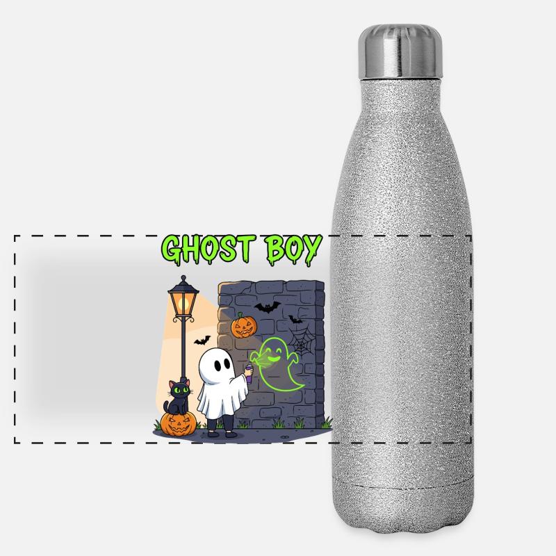 Ghost Boy Halloween Graffiti Gourde isotherme panoramique pailletée 500 ml