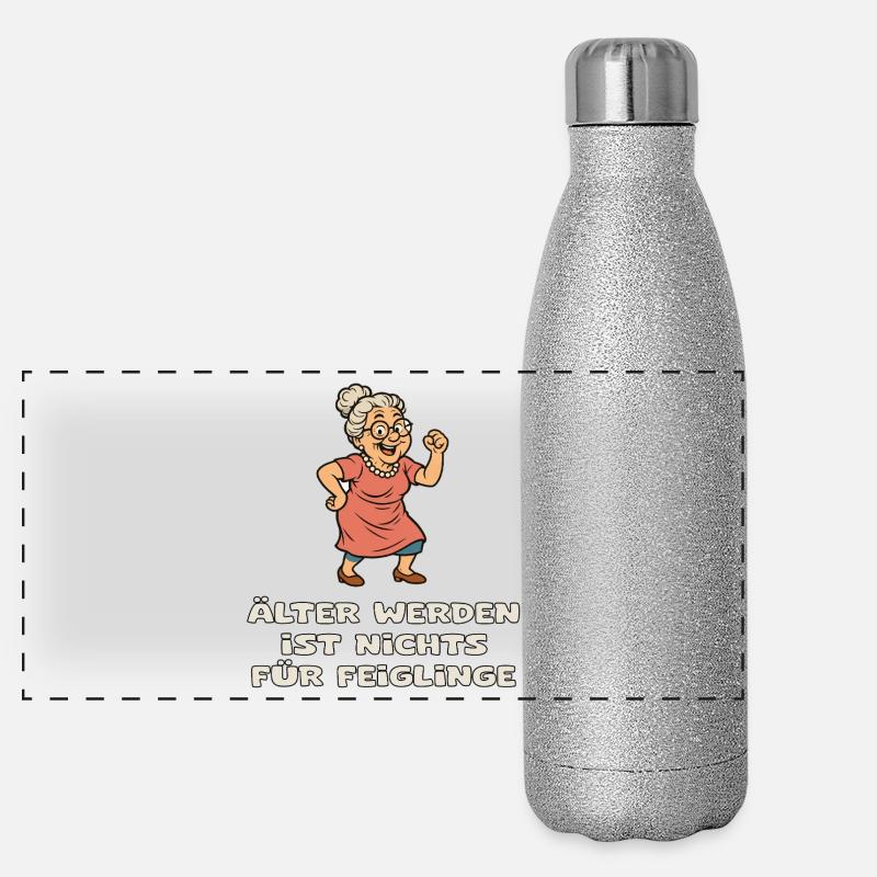 Älter Werden Mutig Feiglinge meiden Panorama Glitzer Isolierflasche 500 ml