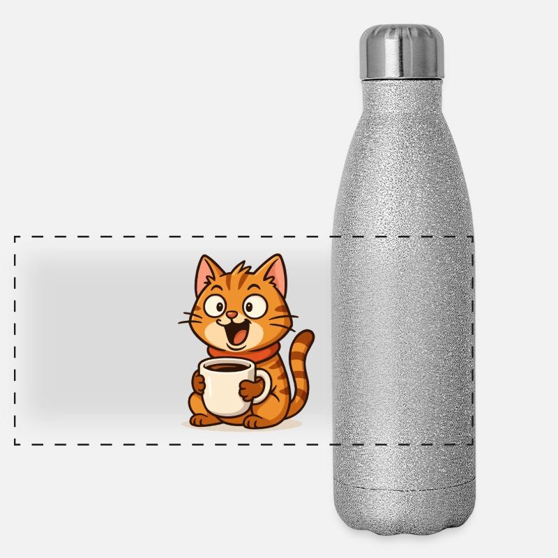 Café Chat Moment de Bonheur Gourde isotherme panoramique pailletée 500 ml