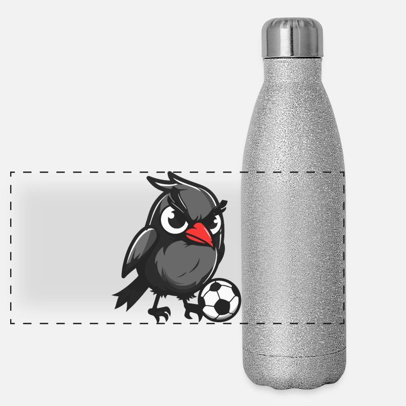 Rabe Vogel Fußball Comic Panorama Glitzer Isolierflasche 500 ml