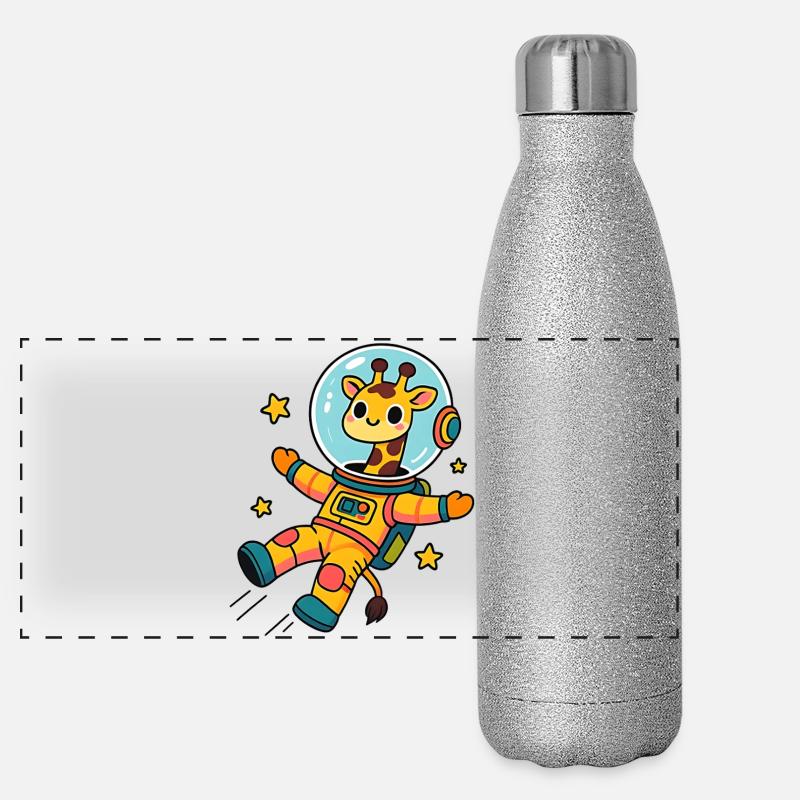Girafe astronaute kawaii Gourde isotherme panoramique pailletée 500 ml