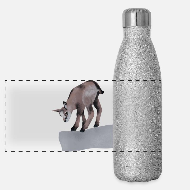 Chamois sur le rocher Gourde isotherme panoramique pailletée 500 ml