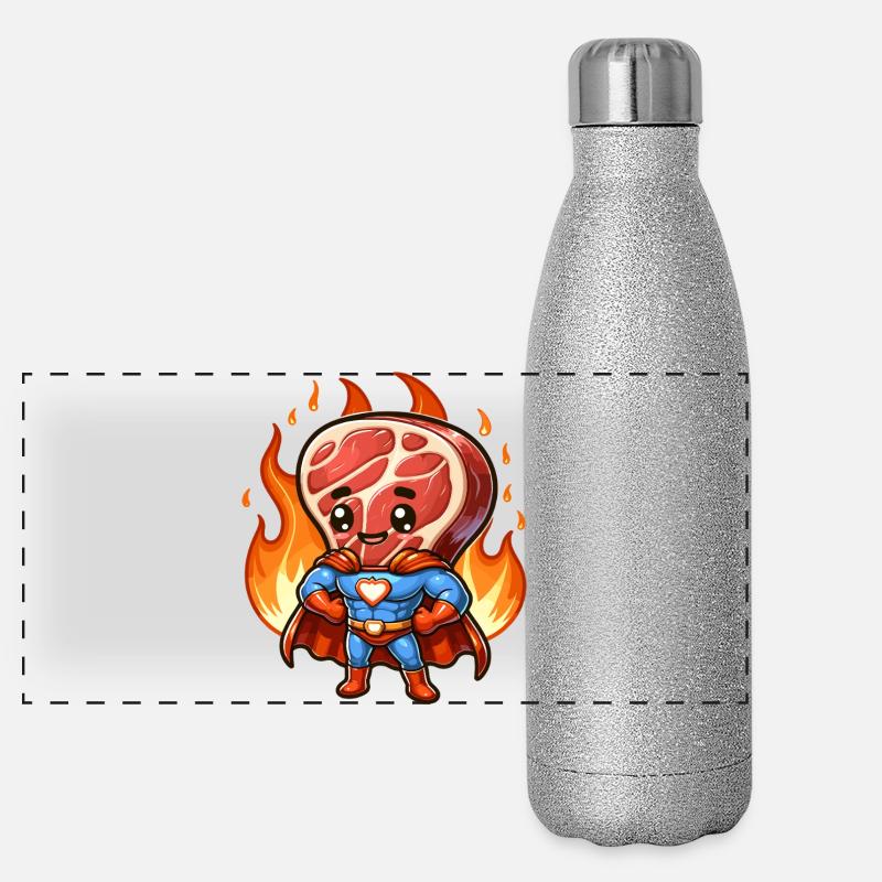 Cool Grill Superhero Steak Griller BBQ Hero Panoramic Glitter Thermal Bottle 500 ml