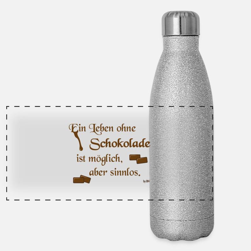 ein leben ohne schokolade Panorama Glitzer Isolierflasche 500 ml