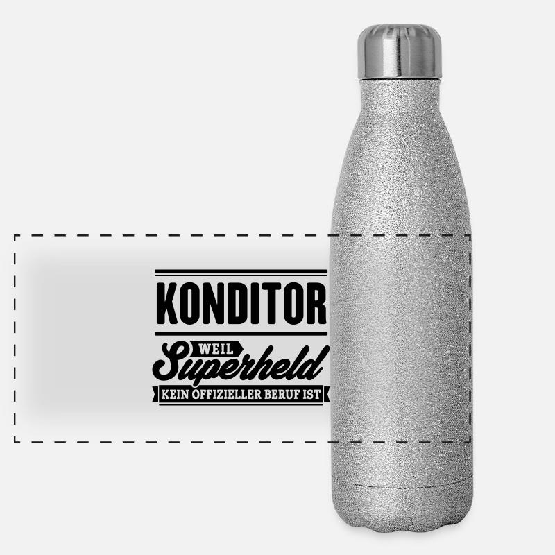 Superheld Konditor Panorama Glitzer Isolierflasche 500 ml