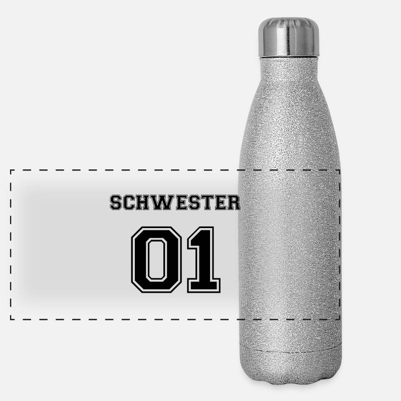 Schwester 01 Weihnachten Geburtstag Geschenk Panorama Glitzer Isolierflasche 500 ml