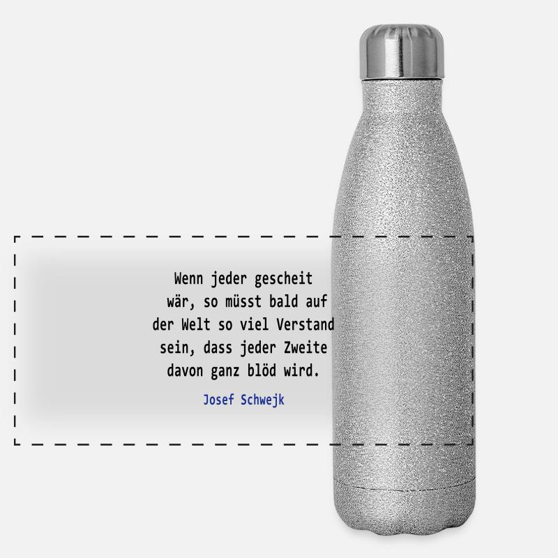 Josef Svejk - If everyone would clever - Panoramic Glitter Thermal Bottle 500 ml - silver glitter