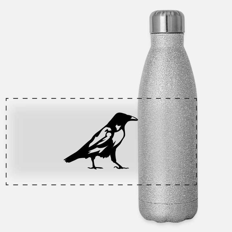 Krähen Rabenvogel 1 Panorama Glitzer Isolierflasche 500 ml