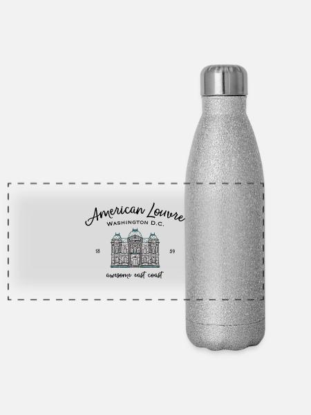 Washington D.C., attraction du Louvre américain - Gourde isotherme panoramique pailletée 500 ml - paillettes argentées - Devant