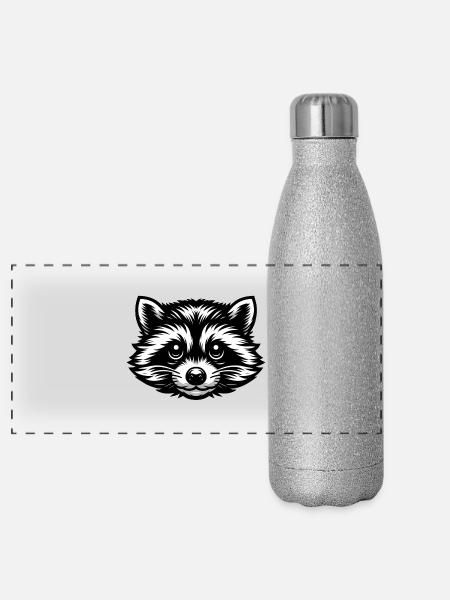 Raton laveur - Gourde isotherme panoramique pailletée 500 ml - paillettes argentées - Devant