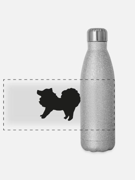 Spitz schwarz - Panorama Glitzer Isolierflasche 500 ml - Silber Glitzer - Vorne