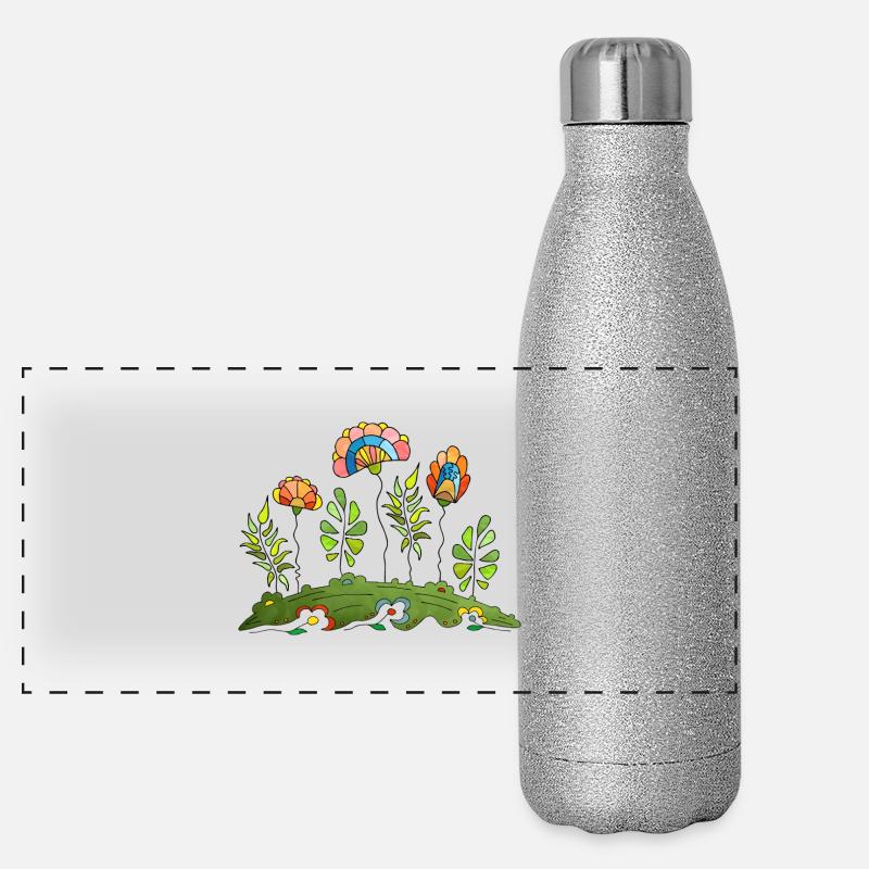 Blumen Panorama Glitzer Isolierflasche 500 ml