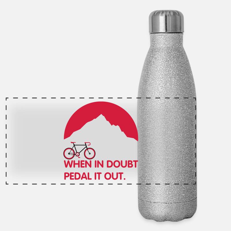 When in doubt pedal it out - For cyclists - Panoramic Glitter Thermal Bottle 500 ml - silver glitter