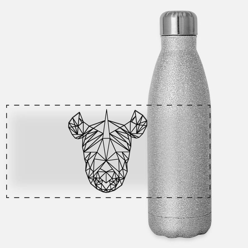 Rhino LowPoly Black & White Panoramic Glitter Thermal Bottle 500 ml