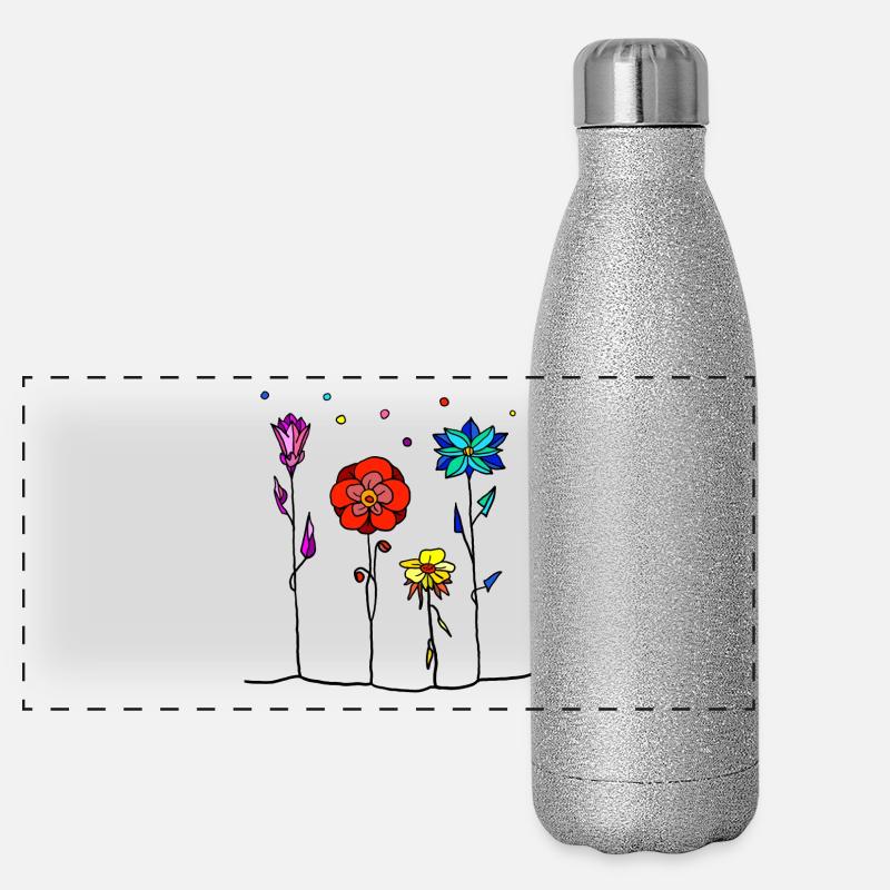 fiori - Borraccia termica panoramica glitter 500 ml - argento glitterato
