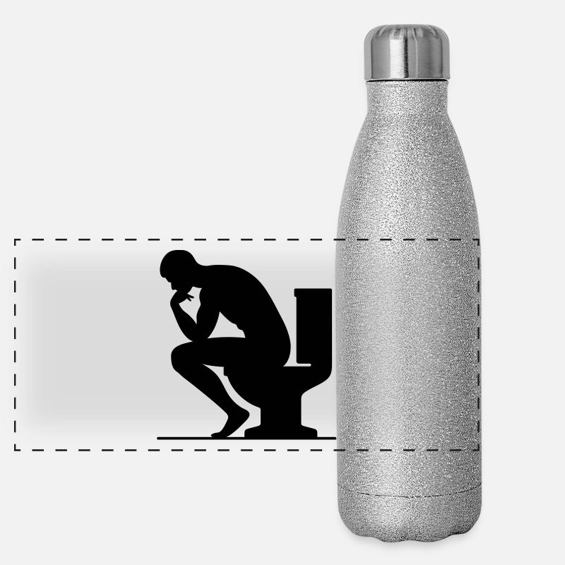A man sitting on the toilet Panoramic Glitter Thermal Bottle 500 ml