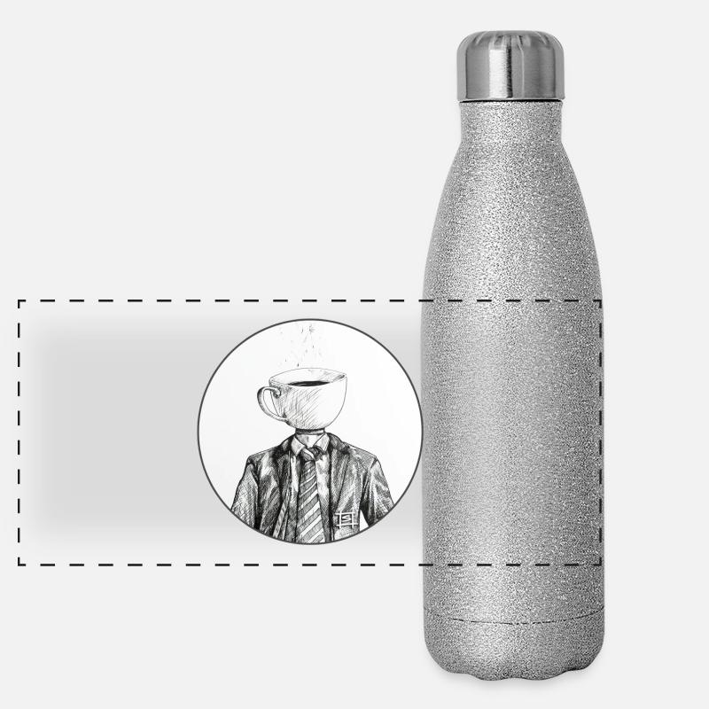 Kaffeekopf - Panorama Glitzer Isolierflasche 500 ml - Silber Glitzer
