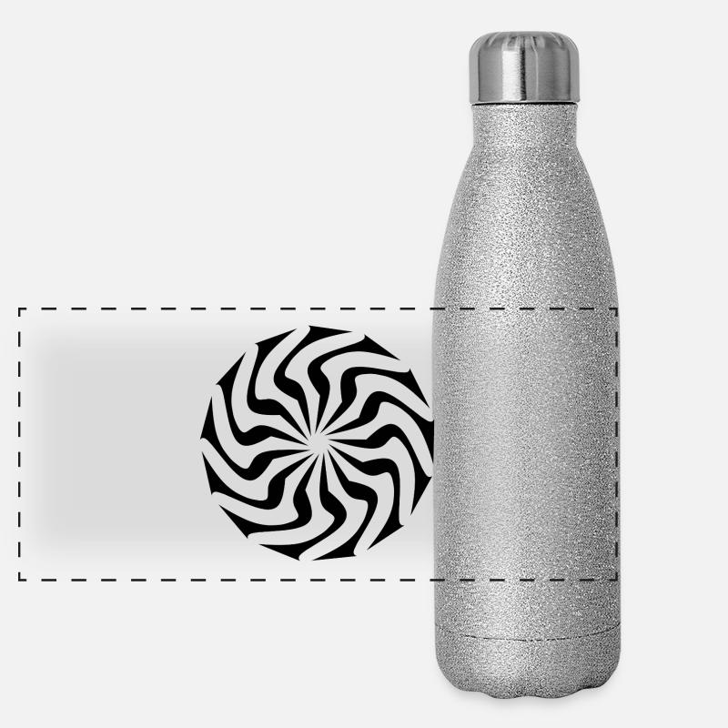 Geometrischer Schwarzer Wirbel Panorama Glitzer Isolierflasche 500 ml
