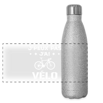 Design Humour Cycliste Passionnés de Deux-Roues - Gourde isotherme panoramique pailletée 500 ml - paillettes argentées - Devant