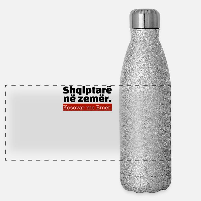 Albanian "Albanischer Text" Panorama Glitzer Isolierflasche 500 ml