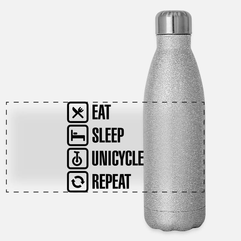 Manger sommeil monocycle répéter monocycle clown de cirque Gourde isotherme panoramique pailletée 500 ml