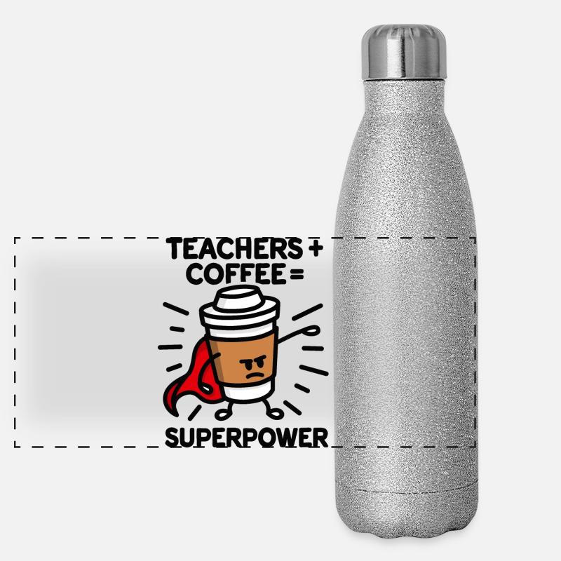 Professeurs + café = superpower superhero Gourde isotherme panoramique pailletée 500 ml