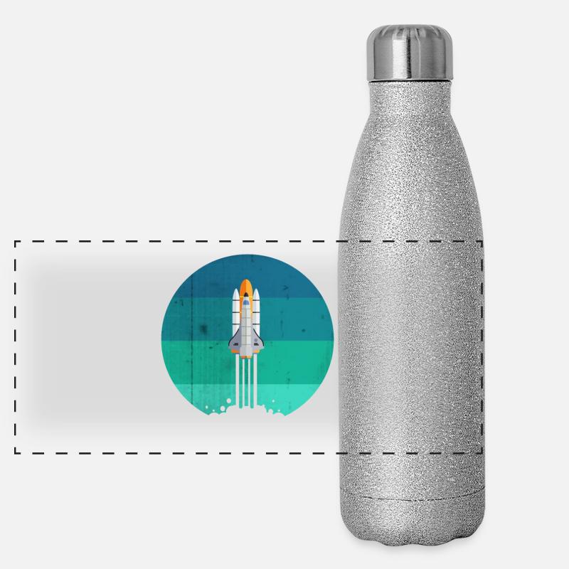 Raumfahrt Rakete Raketenstart Panorama Glitzer Isolierflasche 500 ml