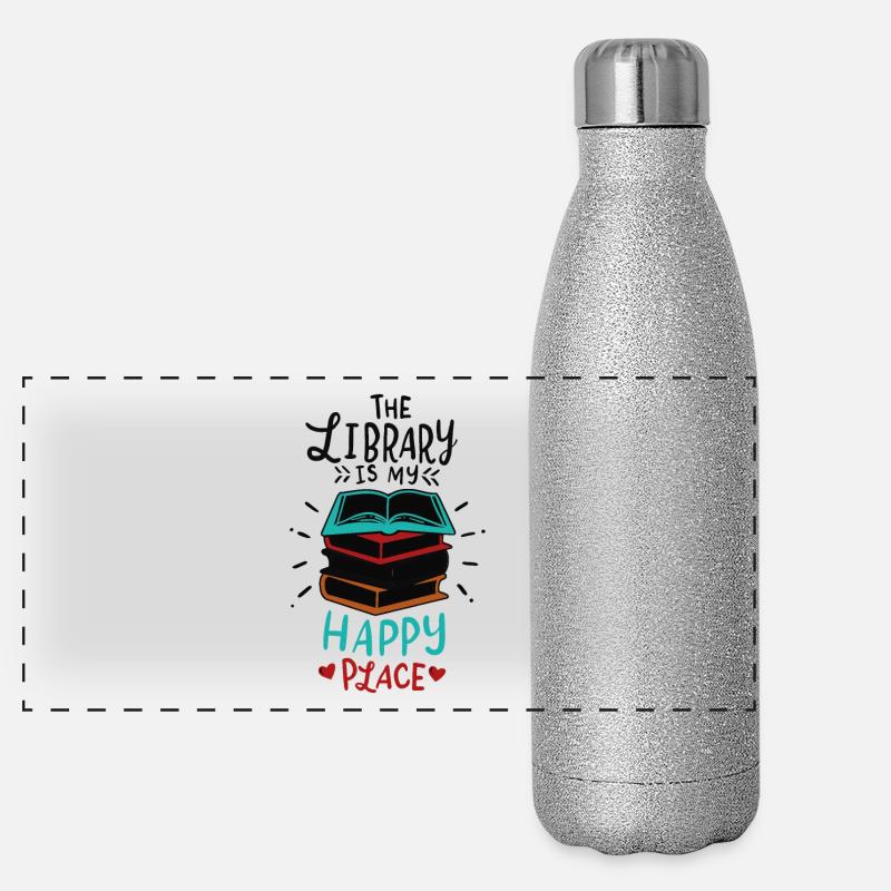 Bibliothek Bücher Panorama Glitzer Isolierflasche 500 ml