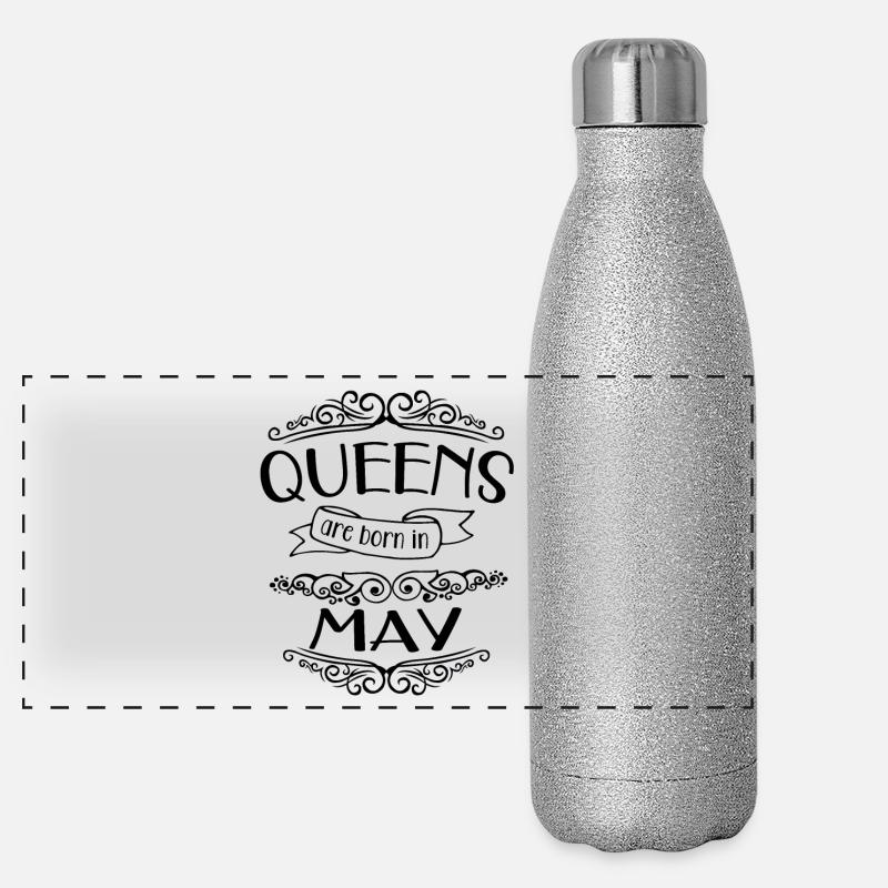 Anniversaire Queens mois de mai Gourde isotherme panoramique pailletée 500 ml