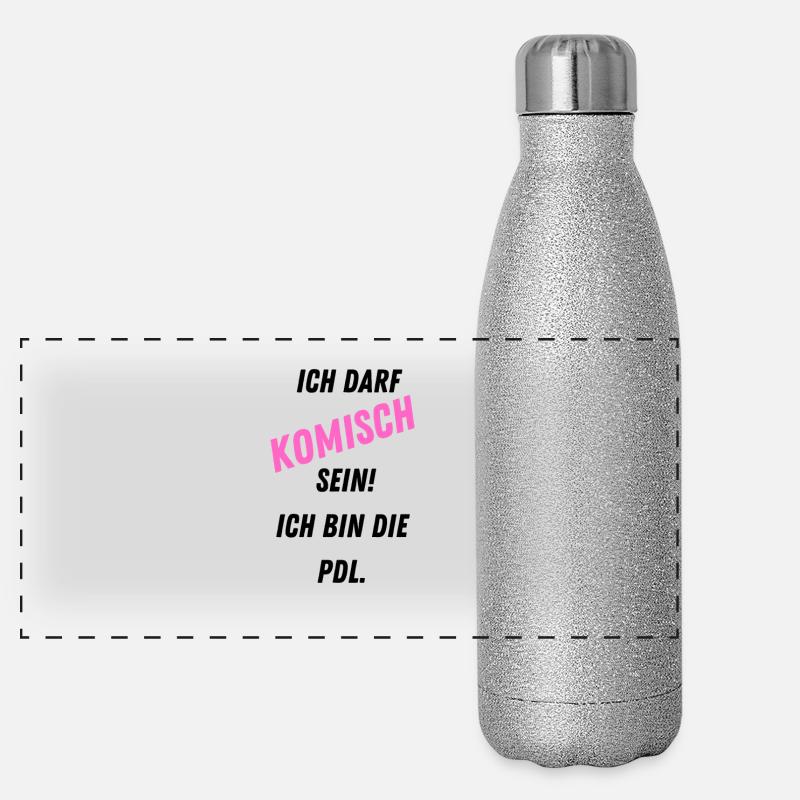 PDL Pflegedienstleitung Geschenk Witzig Komisch Panorama Glitzer Isolierflasche 500 ml