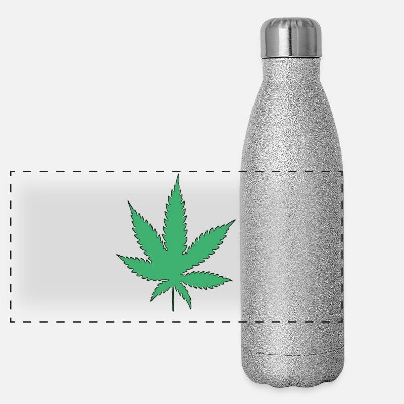 Feuille de cannabis Gourde isotherme panoramique pailletée 500 ml