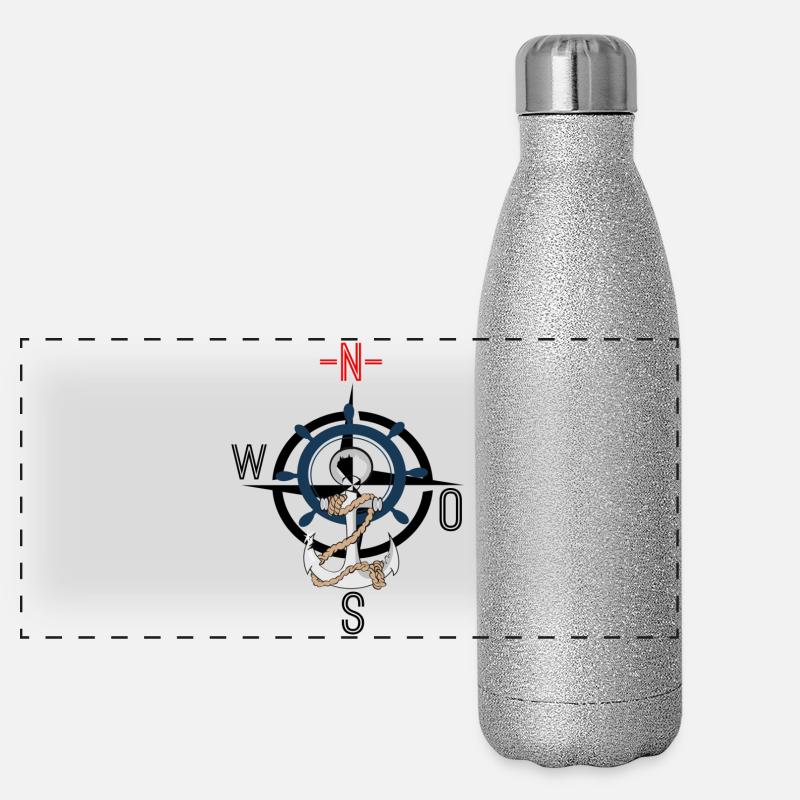 Compass anchor and steering wheel Panoramic Glitter Thermal Bottle 500 ml