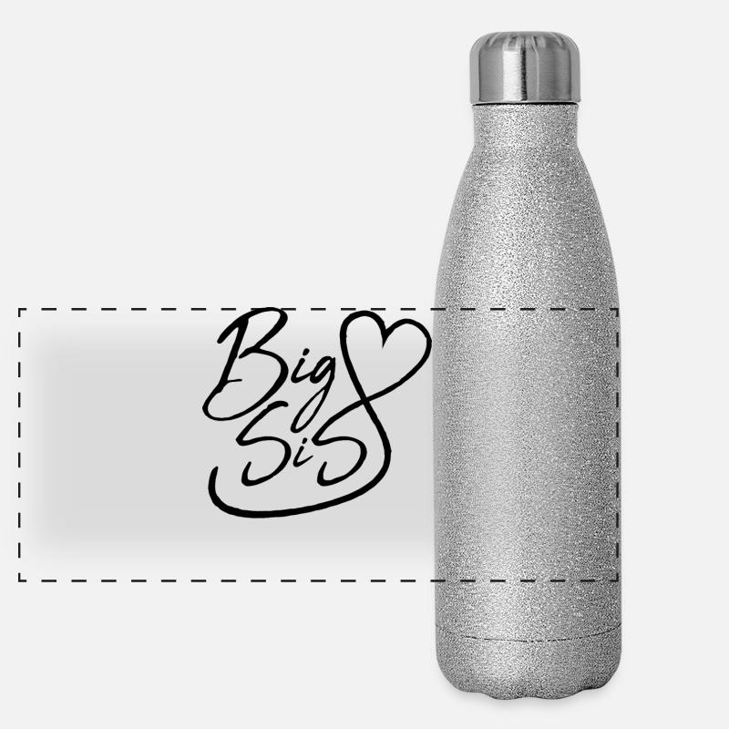 Big Sis Herz - Große Schwester 2021 Mädchen Panorama Glitzer Isolierflasche 500 ml
