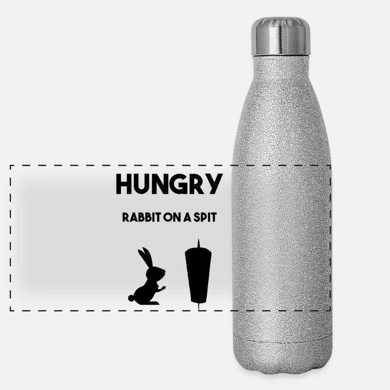 Hungriger Hasse vor Fleischspieß Panorama Glitzer Isolierflasche 500 ml