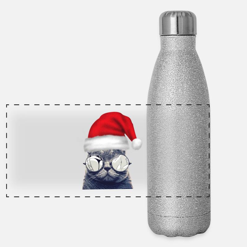 Lunettes de chat de Noël Gourde isotherme panoramique pailletée 500 ml