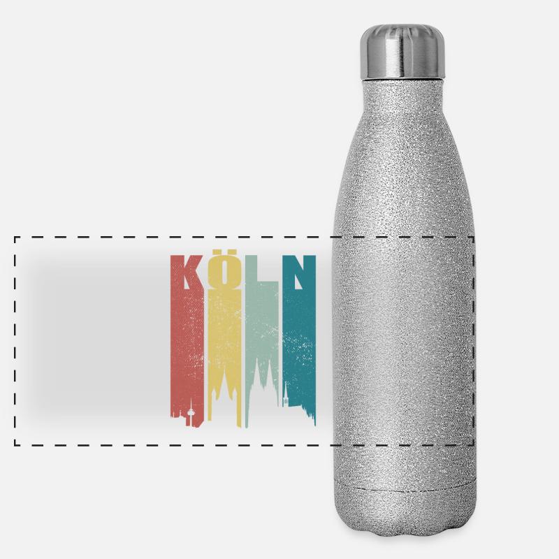 Köln Skyline Kölner Dom Vintage Retro Kölsch Köln Panorama Glitzer Isolierflasche 500 ml