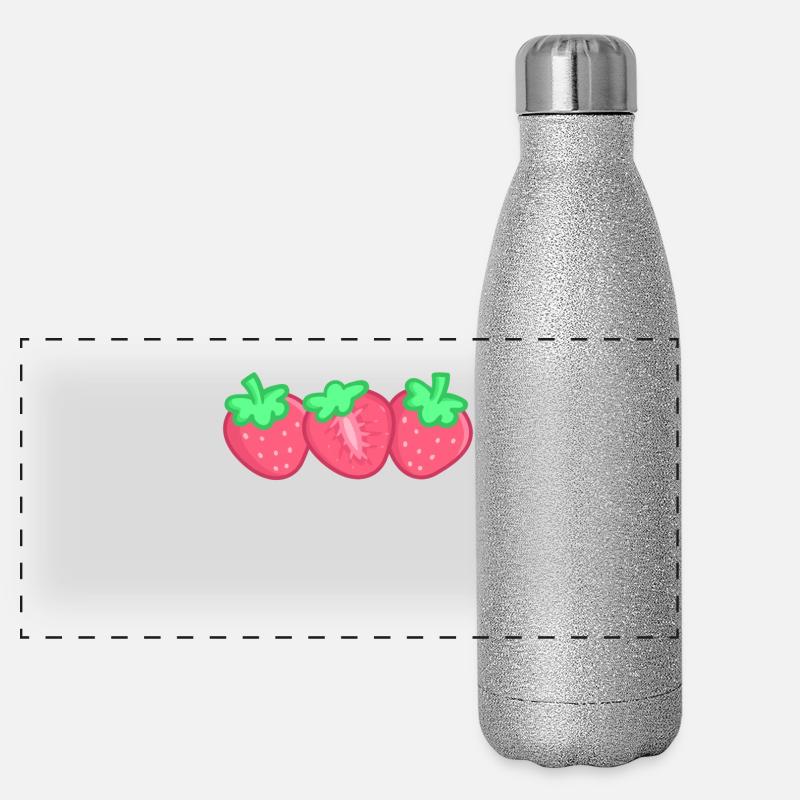 Erdbeeren Panorama Glitzer Isolierflasche 500 ml