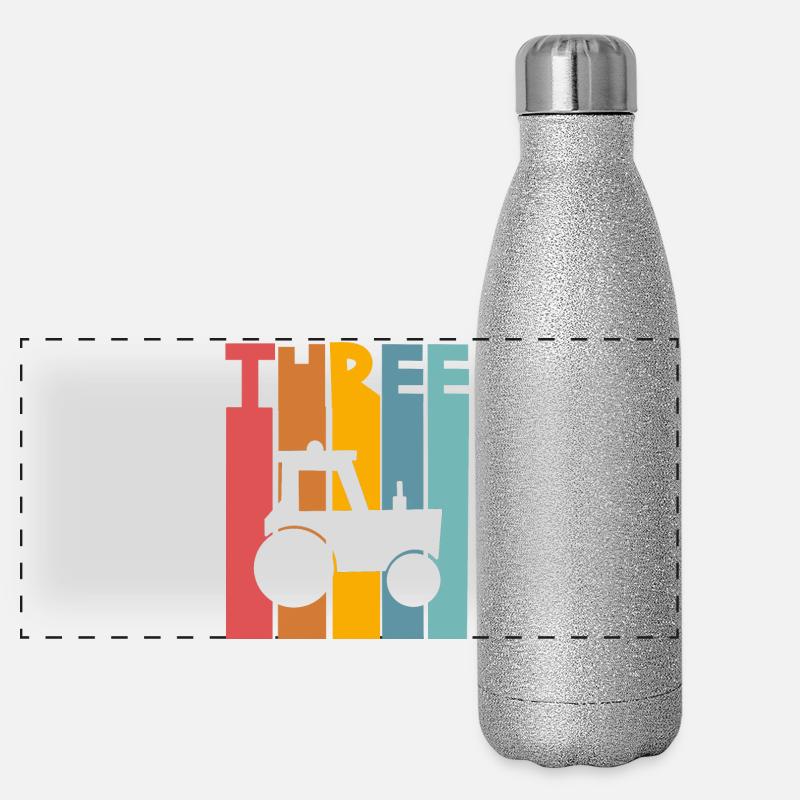 Traktor 3. Geburtstag Kinder Panorama Glitzer Isolierflasche 500 ml