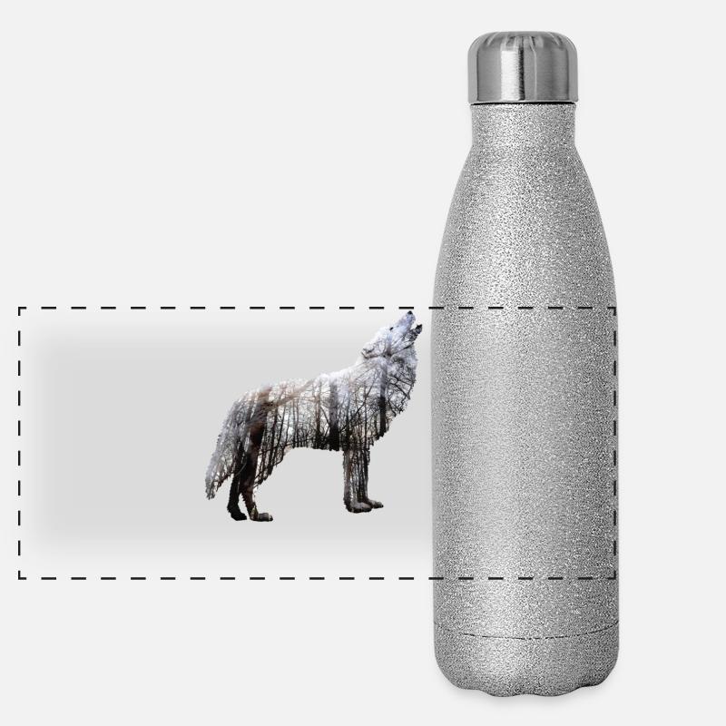 Wolf Forêt Double exposition Nature Gourde isotherme panoramique pailletée 500 ml