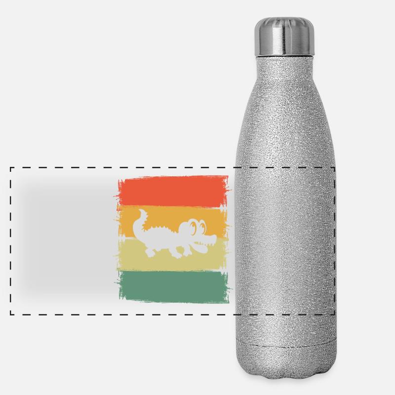 Aligator Krokodil Panorama Glitzer Isolierflasche 500 ml