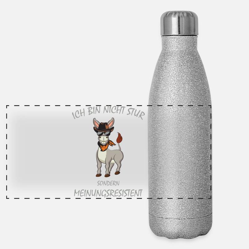 Esel, Ich bin nicht STUR sondern Meinungsresistent Panorama Glitzer Isolierflasche 500 ml