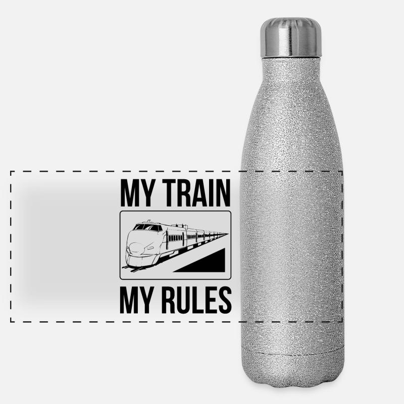 Le conducteur de train dit mon train mes règles Gourde isotherme panoramique pailletée 500 ml