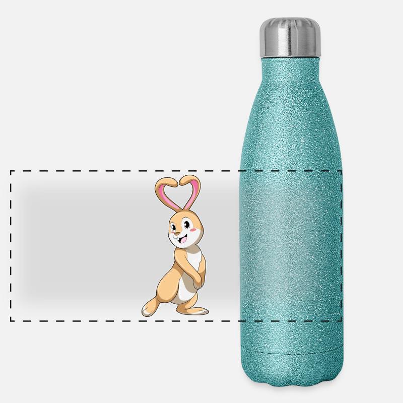 Lapin avec cœur Gourde isotherme panoramique pailletée 500 ml
