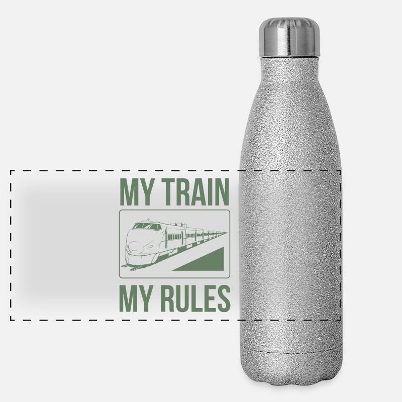 Le conducteur de train dit mon train mes règles Gourde isotherme panoramique pailletée 500 ml