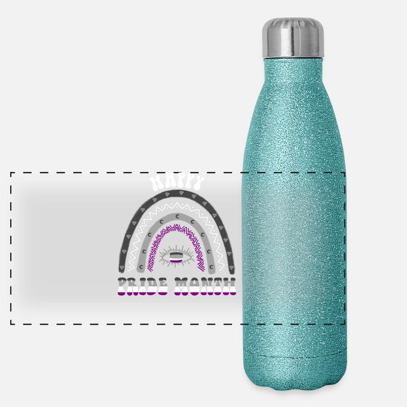 Boho Rainbow Happy Pride Month Asexual Panoramic Glitter Thermal Bottle 500 ml