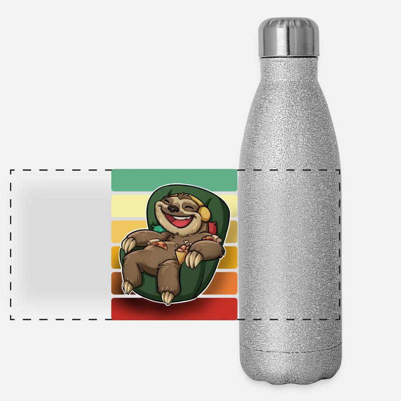 Faultier Sessel Pizza Panorama Glitzer Isolierflasche 500 ml