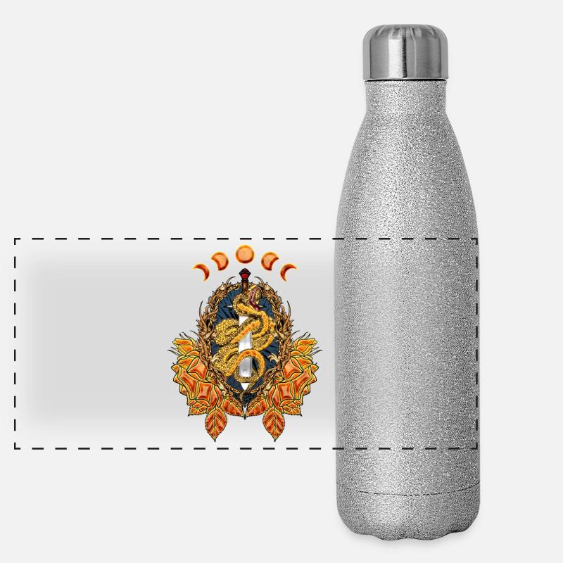 Atemberaubende Schlange mit Schwert Panorama Glitzer Isolierflasche 500 ml