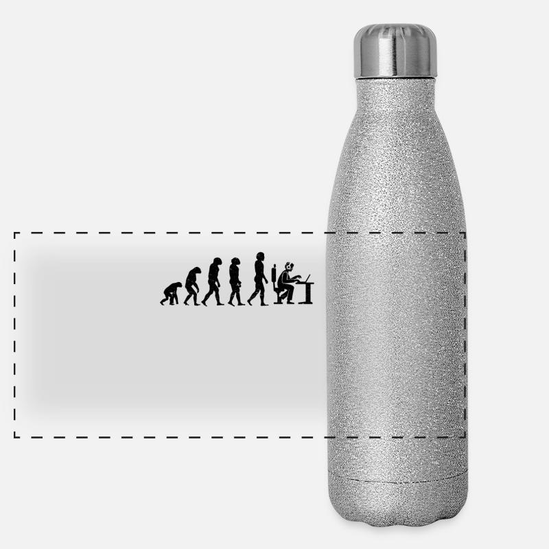 Evolution of Gamer Zocker Nerd Geek Progamer Panorama Glitzer Isolierflasche 500 ml