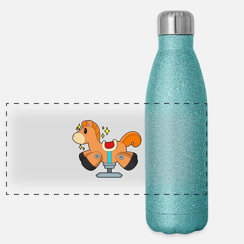 Un joli cheval à bascule Gourde isotherme panoramique pailletée 500 ml