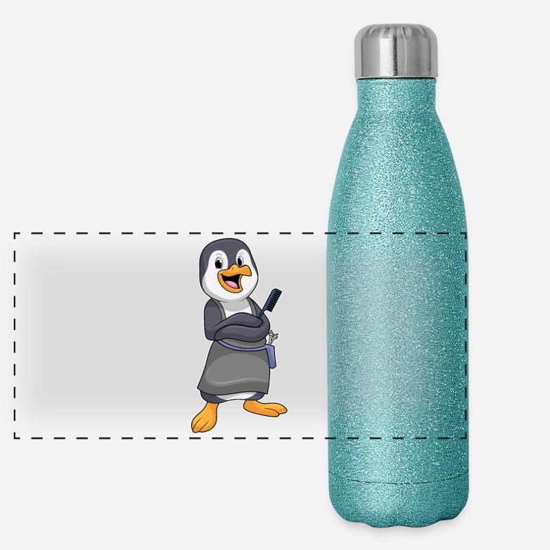 Peigne de coiffeur Pingouin Gourde isotherme panoramique pailletée 500 ml